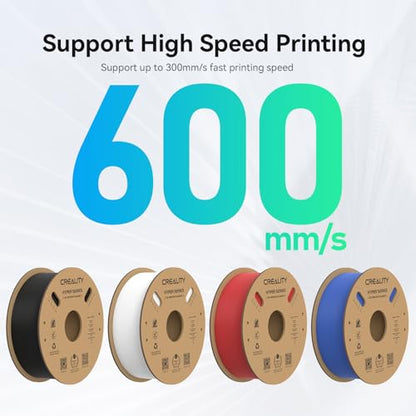 Creality Hyper PLA Filament 1.75mm, 30-600mm/s High Speed 3D Printer Filament, Dimensional Accuracy +/-0.02mm, Fit Most FDM 3D Printers, 4 Pack 1kg Spool(2.2lbs), Black & White & Blue & Red - color: Black & White & Blue & Red