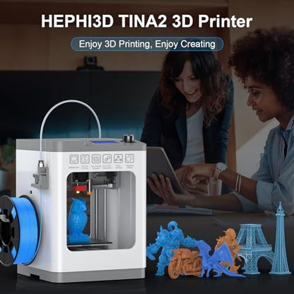 TINA2 3D Printer, HEPHI3D Mini 3D Printers for Beginners Fully Assembled - color: Grey