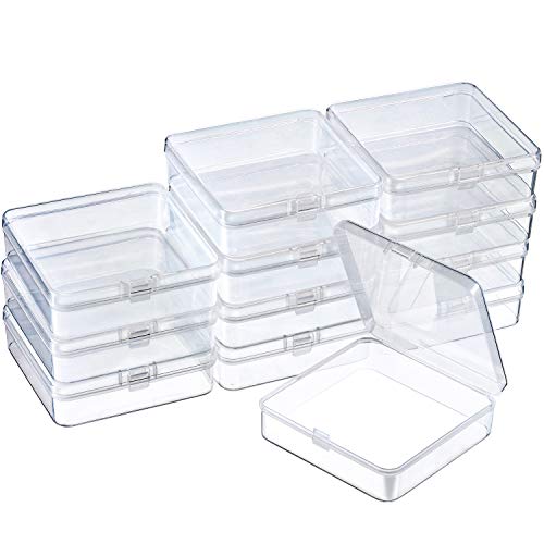 SATINIOR 24 Pcs Small Clear Plastic Container Box, 3.7 x 3.7 x 1.2 in - size: 3.7 x 3.7 x 1.2 in