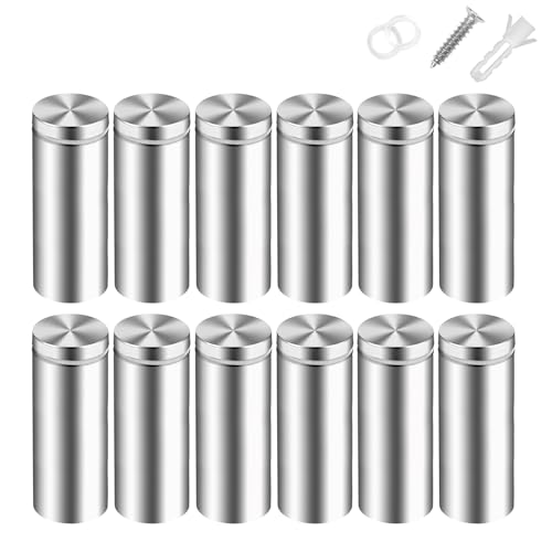 Standoff Screws for Acrylic Signs - Metal Mounts & Spacers (0.6x1.96inch) - size: 0.6x1.96 in (12 Pcs)