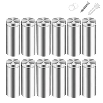 Standoff Screws for Acrylic Signs - Metal Mounts & Spacers (0.6x1.96inch) - size: 0.6x1.96 in (12 Pcs)