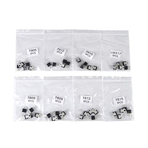 Transistor Assortment Kit, 40pcs 8 Types Complete Set, Electronic Component Kit, with LM317 7805 7812 7905 7915 Voltage Regulators N Channel JFET for Circuit Amplification, for Ele