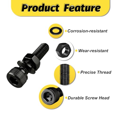 KADRICK 365PCS M4 Screws Kit,Class 12.9 Alloy Steel Hex Socket Head Cap - size: M4 365Pcs