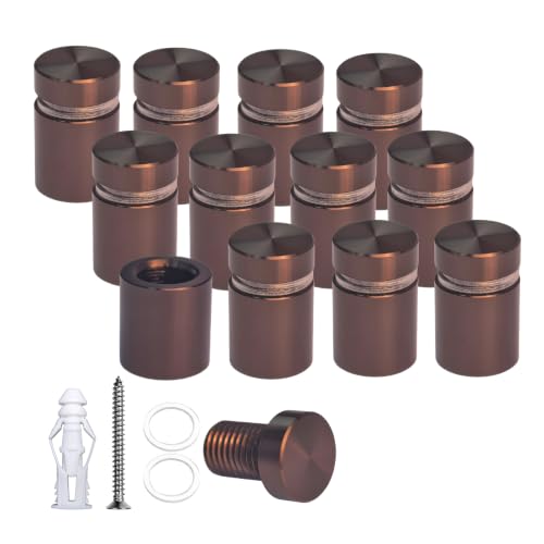 Pack of 12, Aluminum Standoff Screws, Wall Sign Standoff Mounting Hardware Advertising Glass Standoff Nail for Hanging Acrylic Picture Frame (12, Bronze, 1/2" x 1/2") - color: Bronze, size: 1/2" x 1/2"