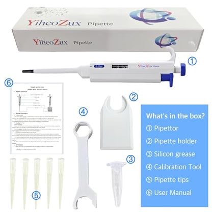 High-Precision Adjustable Single Channel Pipettor 2-20ul for Laboratory - size: 2-20ul
