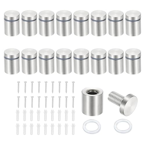 PATIKIL 3/4x0.79" Standoff Screws, 16 Pack Stainless Steel Stand Off Wall Mounts Wall Sign Mounting Hardware Advertising Standoff Nail for Hanging Acrylic Signs Picture Frame, Silver - size: 3/4x0.79"