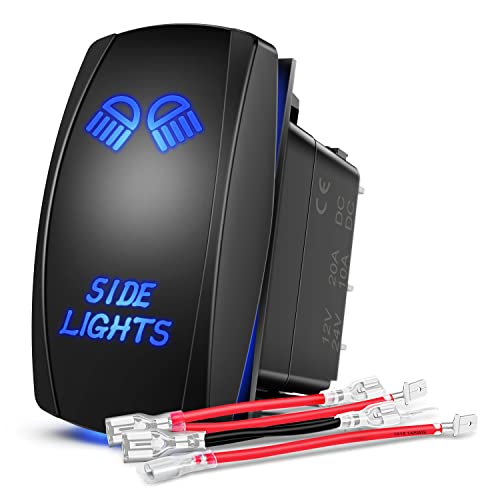 Nilight 5Pin Side Lights Rocker Switch Laser Etched Toggle SPST - size: SIDE LIGHTS