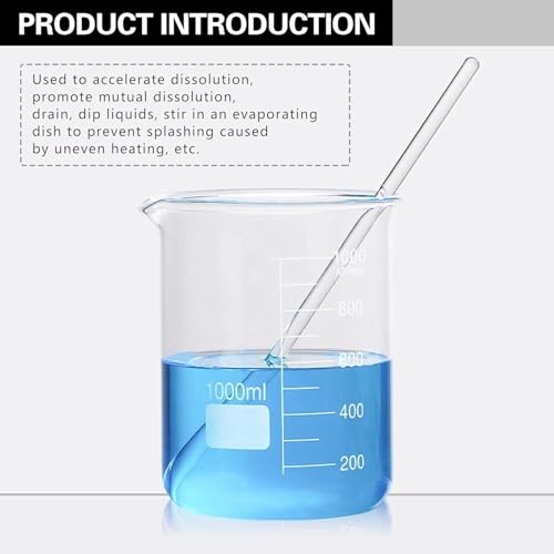 Glass Stirring Rod Glass Stir Stick 12" Length Glass Stir Rod with Both Ends Round 8pcs/pk