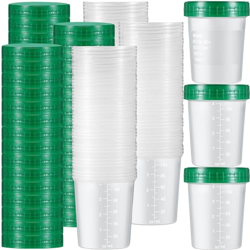 Geiserailie 100 Pcs Urine Cups 4oz Disposable Specimen Container,Green - color: Green