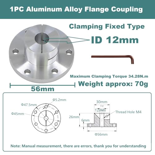 Aluminum Alloy Flange Coupling, 12 mm Inner Dia Clamping Fixed Type, Flange Shaft Coupler Connector for Connecting Motor and Wheel DIY Model RC Parts (1Piece） - style: 12mm Clamping Flange