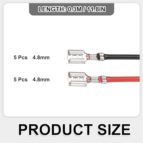 MECCANIXITY 10Pcs Double Head Female Spade Crimp Terminal w 30cm Wire 4.8mm - size: 4.8mm