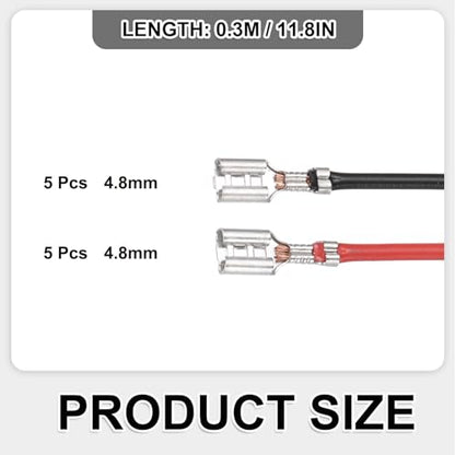 MECCANIXITY 10Pcs Double Head Female Spade Crimp Terminal w 30cm Wire 4.8mm - size: 4.8mm