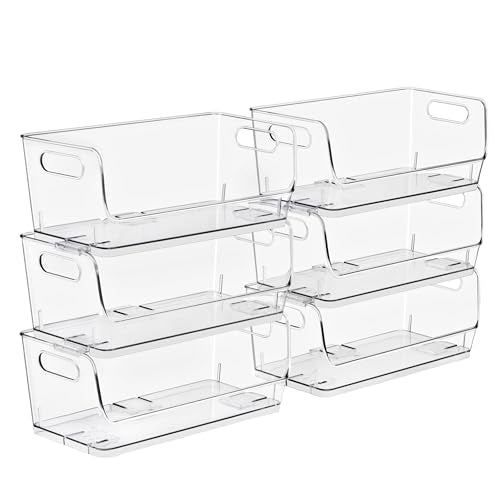 Sorbus Clear Pantry Organizer with Stackable Storage Bins, Open Front - size: Small Wide, style: 6 Pack