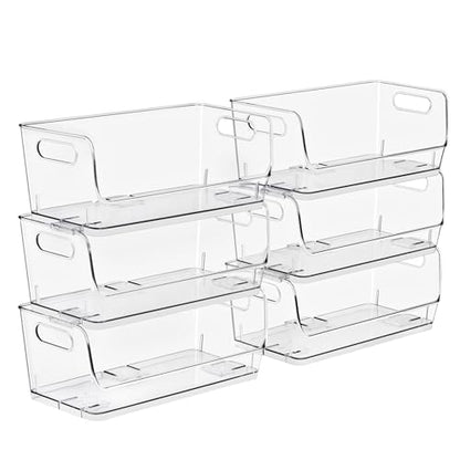 Sorbus Clear Pantry Organizer with Stackable Storage Bins, Open Front - size: Small Wide, style: 6 Pack