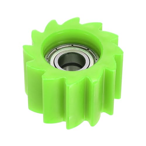 PATIKIL Serrated Shaped Roller Pulley Tensioner, 10mm Chain Roller, Green - color: Green
