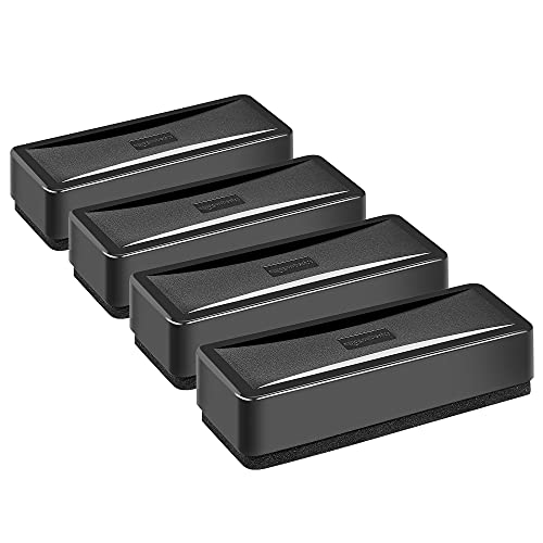 Amazon Basics Dry-Erase Whiteboard Erasers with Soft Pile, for School, Office, Home, and Classroom, Black, 4-Pack - size: 4-Pack