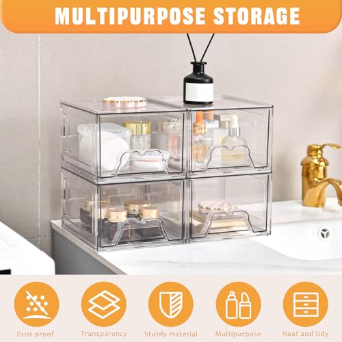 6 Pack Stackable Storage Drawers,Makeup Organizer with Pull-out Drawer