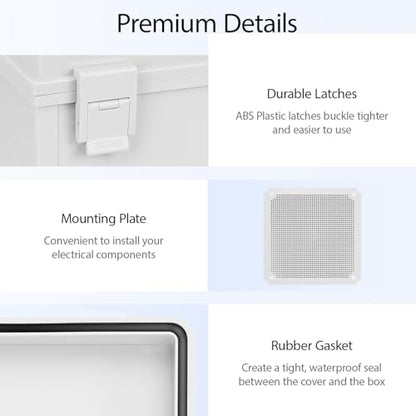 Junction Box IP65 Waterproof Dustproof ABS Plastic Enclosure, Outdoor and Indoor Project Box Hinged Cover with Mounting Plate Wall Brackets Outer Dimension 11.8"x 11.8" x 7.1", Grey… - size: 11.8"x 11.8" x 7.1" (1pc)