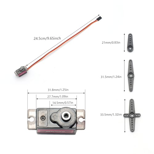 DIANN 6pcs MG90S Micro Servo 180° Servo Motor 9G Geared Micro Servo Motor for RC Robot Arm Walking Helicopter Airplane Car Boat Control with Cable M-F