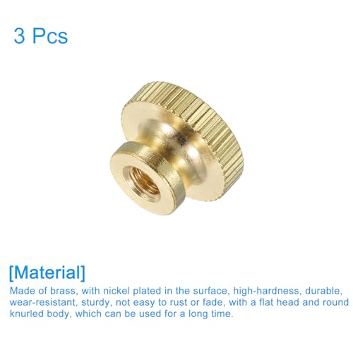 uxcell Knurled Thumb Nuts, 3Pcs M5 x D16mm x H10mm Brass High Head Through Hole with Collar High Head Through Hole Round Knobs Fasteners for 3D Printer Parts, Machine Tools - size: M5 x D16mm x H10mm