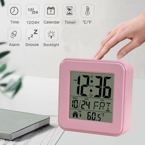 jomparis Small Digital Alarm Clock Battery Operated with Backlight Countdown for Bedroom Kids Room-Pink - color: Pink
