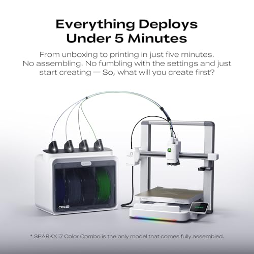 Creality SPARKX i7 Combo 3D Printer, Multi Color with CFS Lite High Speed AI Photo-to-3D Printing 95% Pre-Assemble Auto-Leveling Custom RGB Quick-Swap Essential Parts 10.24×10.24×10 inch