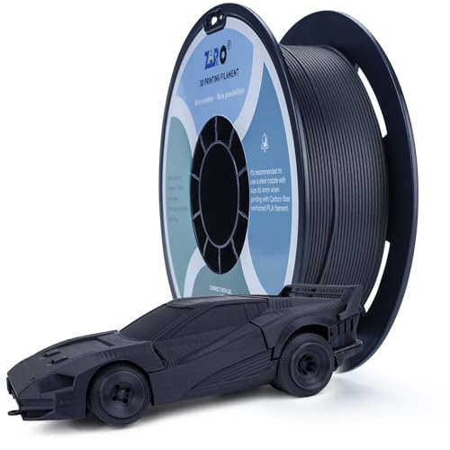 ZIRO Carbon Fiber PLA Filament 1.75mm, Reinforced 0.8KG Spool, Black - color: Cf-black