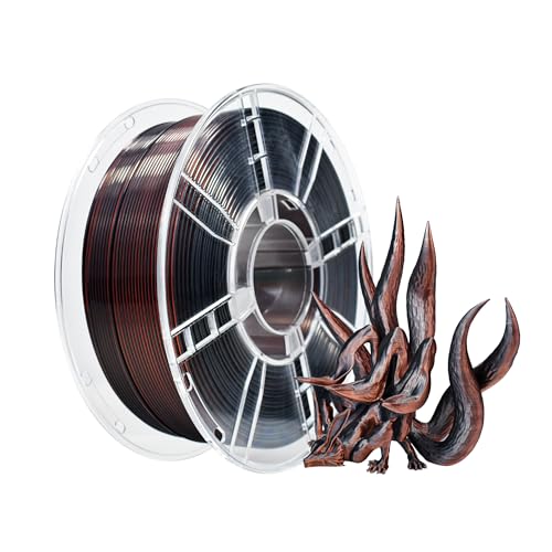 iBOSS Silk Tri-Color PLA Plus 3D Printer Filament, 1.75mm 1 kg Spool, Shiny Silk PLA+ Filament Dimensional Accuracy +/- 0.02 mm, Fit Most FDM 3D Printers (Silk Black Red Copper) - color: B_ Tri Black & Red & Copper