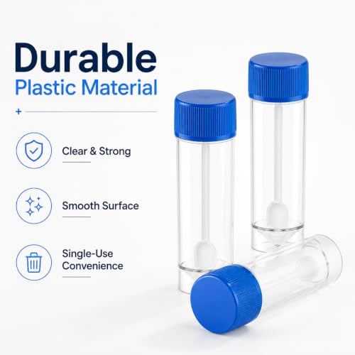 10PCS Specimen Container, Plastic Sample Cup with Spoon and Screw Lid