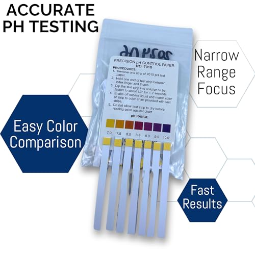 Eisco pH Test Strips 7-10, pH Strips for Water Testing, 0.5 Step Increments