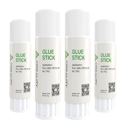 Creality 3D Printer Glue Sticks for Hot Bed, PVP Solid Adhesive Anti-Warping for PLA/ABS/PETG/PC/PA/TPU – Water Washable, No Residue, Strong Bed Adhesion, 4 Pack - style: Glue Stick