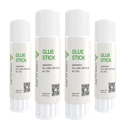 Creality 3D Printer Glue Sticks for Hot Bed, PVP Solid Adhesive Anti-Warping for PLA/ABS/PETG/PC/PA/TPU – Water Washable, No Residue, Strong Bed Adhesion, 4 Pack - style: Glue Stick