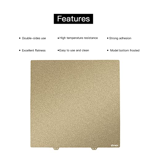 FYSETC 3D Printing Build Platform CR10 S5 Upgrades Flexible Spring Steel Sheet 510mm/20x20in Bed Double Sided Textured Pei Powder Coated Gold Print Plate with Sticker Base 2.0MM - style: 510mm powder plate+ B