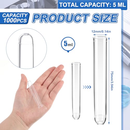 LemonRoad 1000 Pack Polystyrene Test Tubes, 5 ml, 12 x 75 mm