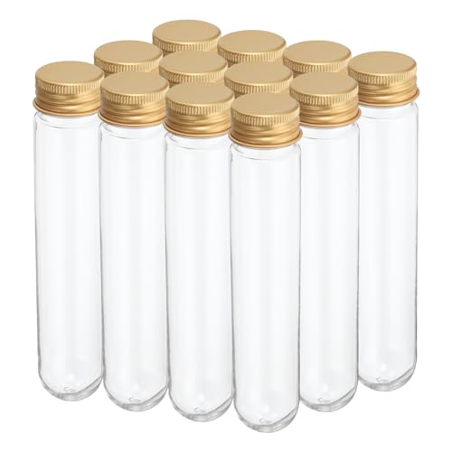 PATIKIL 12Pcs 80ml Plastic Test Tubes with Screw Caps 156x30mm Tubes Gold - color: Gold Tone, size: 80ml