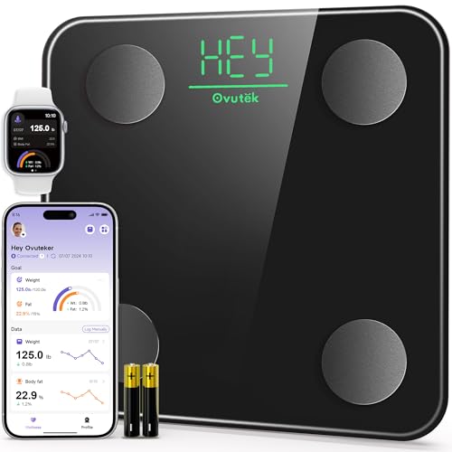 Ovutek Smart Scale for Body Weight Digital Bathroom Scale with BMI Body Fat - color: Black