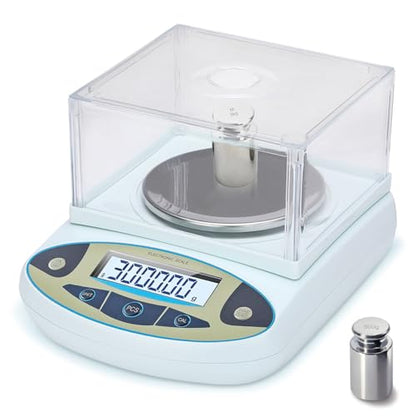 Lab Scale 3000gx0.01g,0.01g Accuracy High Precision 13 Unit Digital Analytical Balance, Electronic Laboratory Precision Gram Scale,Digital Scale with Windshield(with 500g Calibration Weight) - size: 3000gx0.01g