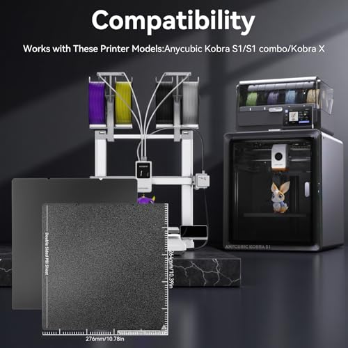 Kobra S1/Kobra X/Kobra 4 PEI Build Plate,264x276mm Double Sided Smooth+Textured Heated Bed Flexible Removable Spring Bed Plate Compatible with ANYCUBIC Kobra X/Kobra S1/Kobra 4 Combo 3D Printers - color: Double Sided Smooth&Textured, size: for ANYCUBIC Ko