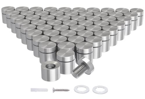 LuckIn 50-Pack Standoff Screws (3/4 in. Dia x 3/4 in. L), Stainless Steel Standoff Mounting Hardware for Acrylic Signs, Silver