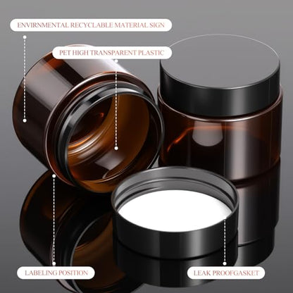 SATINIOR 24 Pieces Clear Plastic Jars with Lids, Amber Lid, 2 oz - color: Amber Lid, size: 2 oz