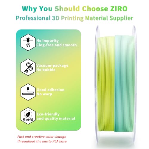 ZIRO PLA Filament 1.75mm, Matte Fast Color Change,1kg Spool, Meadow Mirage - color: Meadow Mirage(matte)