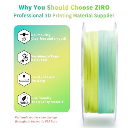 ZIRO PLA Filament 1.75mm, Matte Fast Color Change,1kg Spool, Meadow Mirage - color: Meadow Mirage(matte)