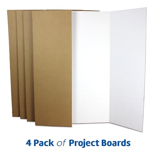 Flipside Products 36” x 48” Project Boards for Presentations, Science Fair, School Projects, Event Displays and Trifold Picture Board, Proudly Made in USA - White - 4 Pack - color: Clay White, size: 4 Pack