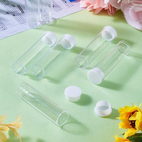 Craftdady 100Pcs Transparent Clear Plastic Small Empty Storage Tubes Bead Container Set Test Bottles Organizers Boxes with Lid 2.16x0.59 (55x15mm) - color: 100 tubes, 55x15mm, Clear