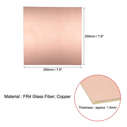 uxcell Double-Sided Copper Clad Laminate PCB Circuit Board, FR4 200x200mm 7.87x7.87 inch, 1.5mm Thickness DIY Prototyping PCB Board, Name Board, 5pcs - size: 200mmx200mmx1.5mm