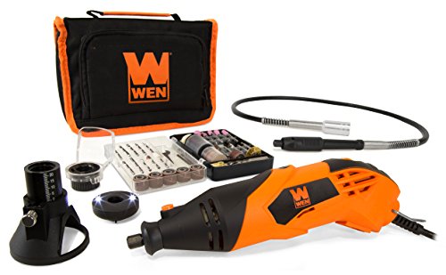 WEN 23114 1.4-Amp High-Powered Variable Speed Rotary Tool with Cutting Guide, LED Collar, 100+ Accessories, Carrying Case and Flex Shaft - size: Pack of 1, style: Corded Deluxe w/ Collars