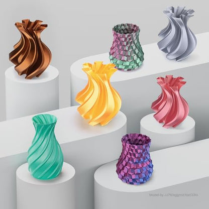 ELEGOO Silk PLA 3D Printer Filament Bundle 1.75mm 4 Colors 4 * 250g - color: 250g*4 Silk Gold/Silver Gray/Copper/Galaxy Black