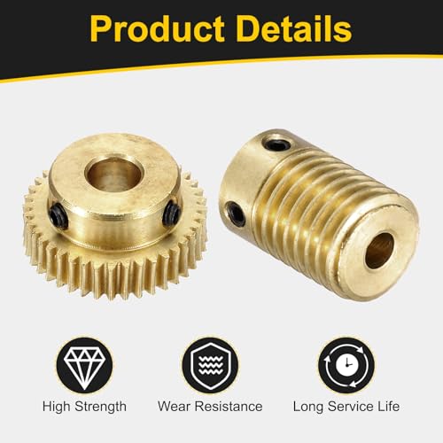 uxcell Worm Gear Set 40T 0.5 Module 1:40 Reduction Rate - size: Gear-6mm, Rod-4mm Bore, style: 0.5M-40T