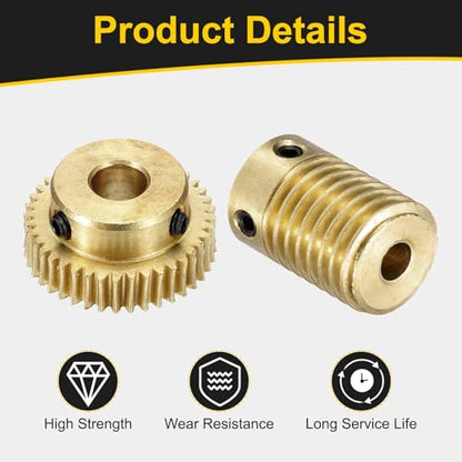 uxcell Worm Gear Set 40T 0.5 Module 1:40 Reduction Rate - size: Gear-6mm, Rod-4mm Bore, style: 0.5M-40T