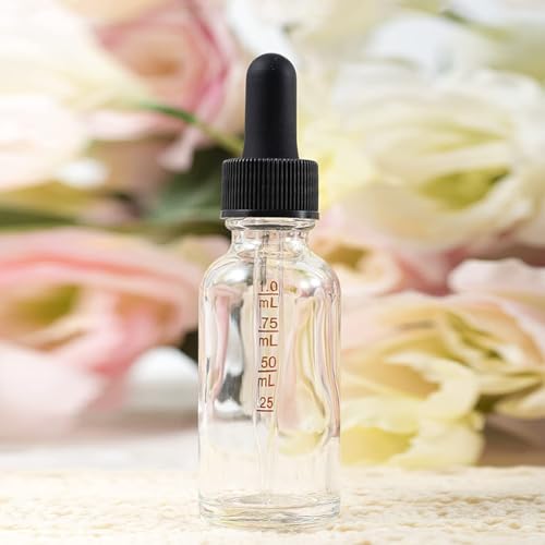 1oz 30ml Clear Glass Bottles with Graduated Dropper, 3 Pack